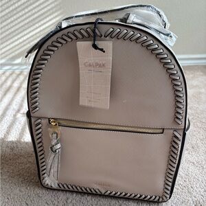Calpak Taupe Backpack with Black Detailing